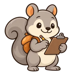 Binny holding a clipboard, ready to help you organize